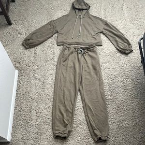 olive green sweat set